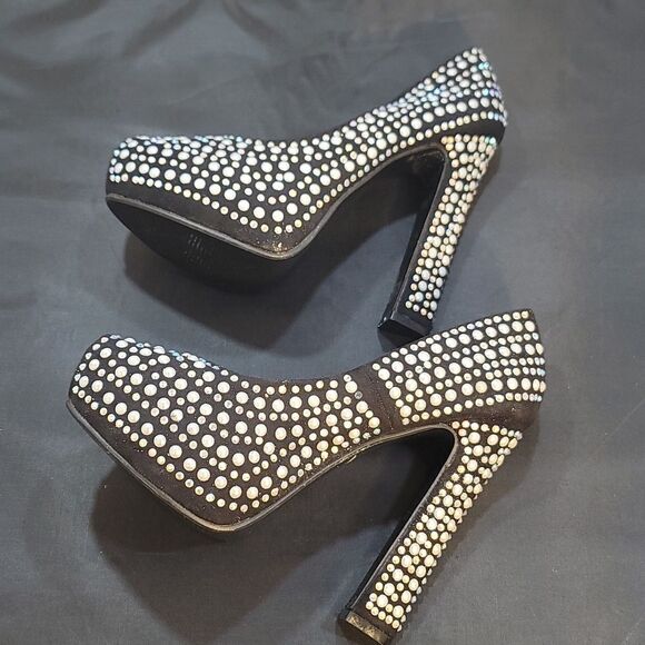 BRAND NEW HEM FASHION Closed Toe PEARL STUDDED PLATFORM HIGH HEEL PUMP - Picture 9 of 16